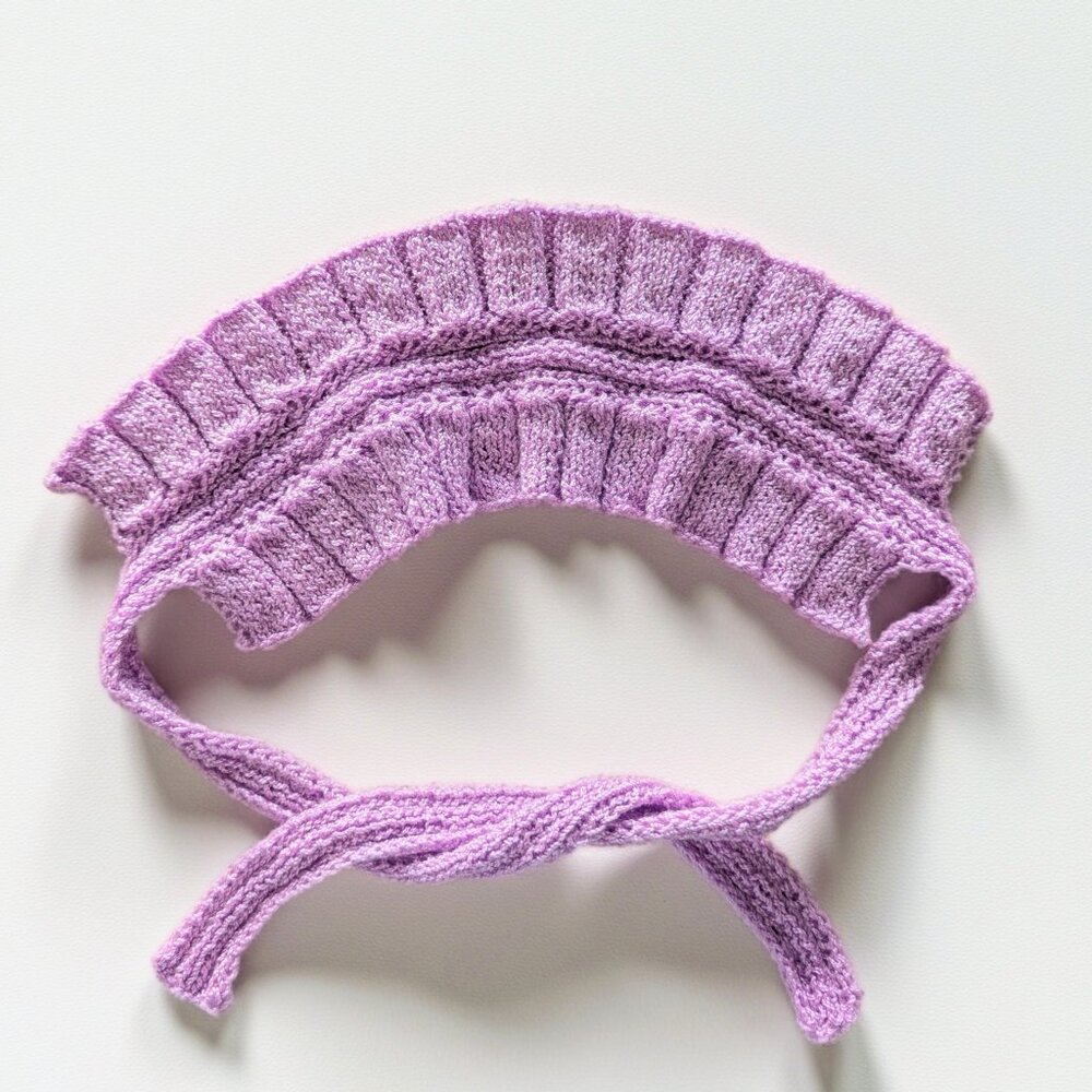🎀 Hand-Knitted Ruffle Choker Collar – Orchid Pink Poetcore Victorian Academia - Picture 5 of 14